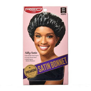 RED by Kiss Premium Satin Bonnet – Black (HSAP01) - ANNS BEAUTY SUPPLY